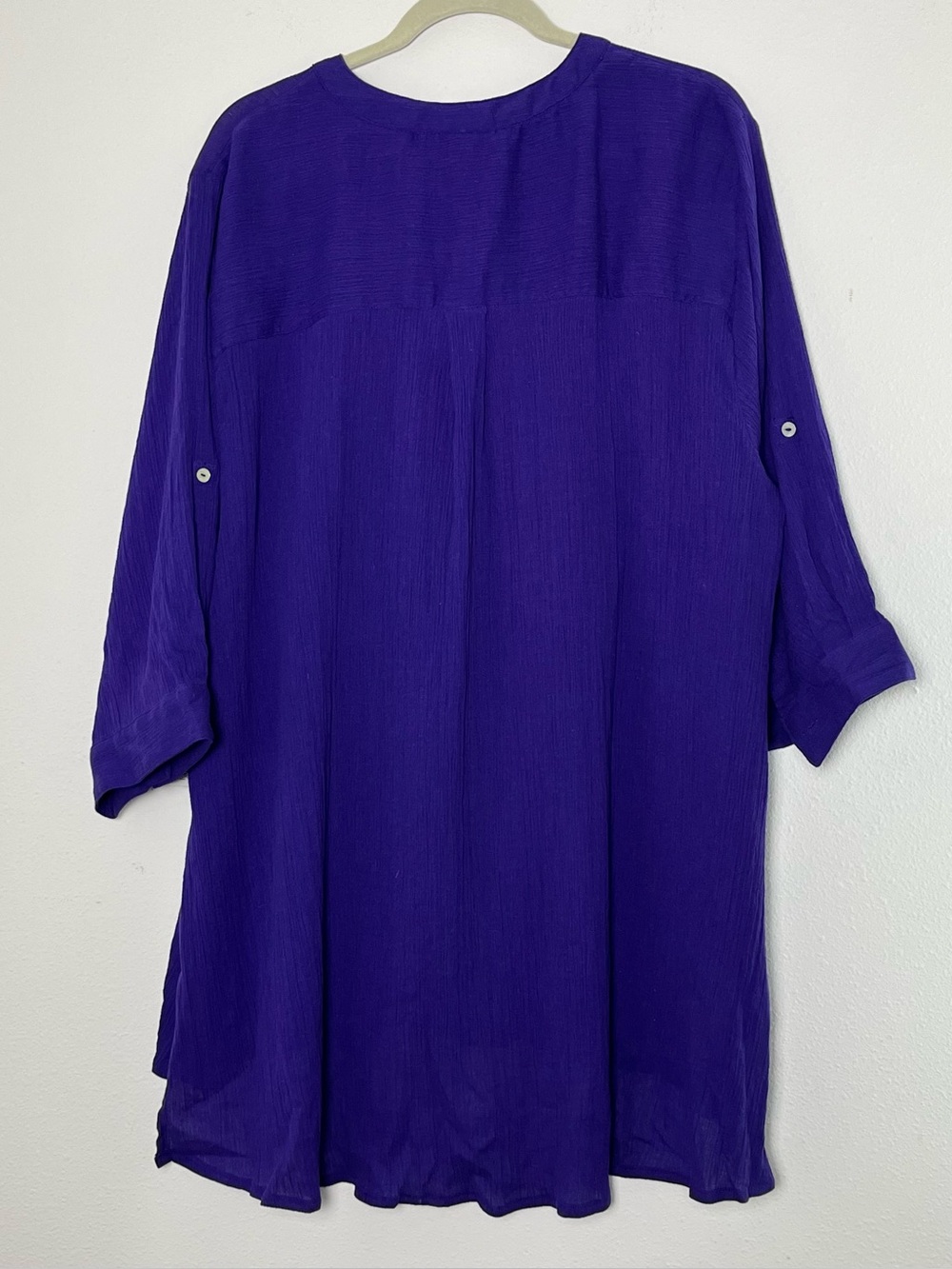 Catherines Women Purple Crinkle Gauze V Neck Short Sleeve Cotton Top Boho NWT 3X - Picture 4 of 10